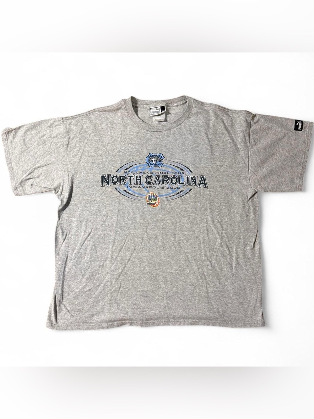 Vintage Puma Gray North Carolina NCAA Short Sleeve Tee with Blue Logo